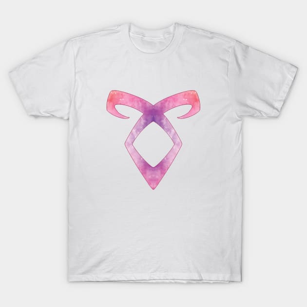 Shadowhunters rune / The mortal instruments - Angelic power rune (pink watercolour) - Clary, Alec, Jace, Izzy, Magnus - Malec - Parabatai T-Shirt by Vane22april